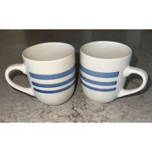 Vintage Gibson set of 2 white blue Stripe ceramic Coffee Cups Dinnerware